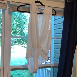 Low cut white body suit